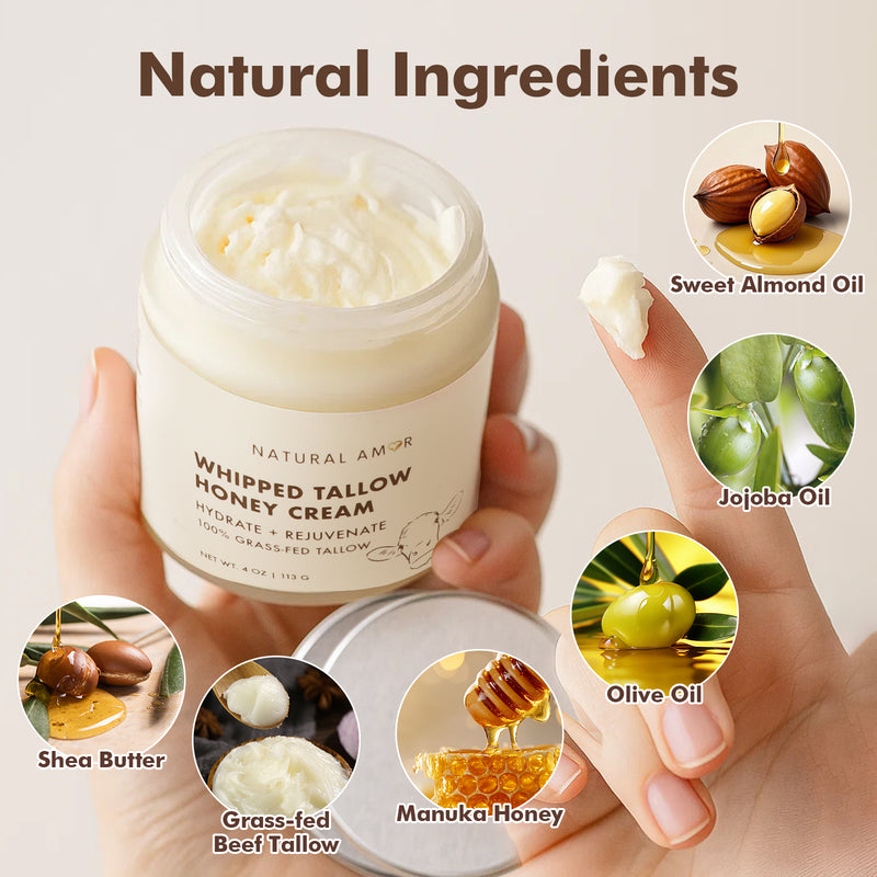 Grass Fed Tallow Honey Cream 4OZ