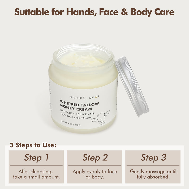 Grass Fed Tallow Honey Cream 4OZ