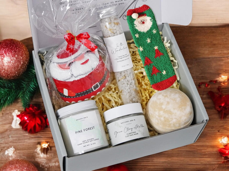 Merry Christmas Spa Gift Box| Christmas Holiday Gift Basket for Her| Gift for Mom| Holiday Natural Self Care Gift