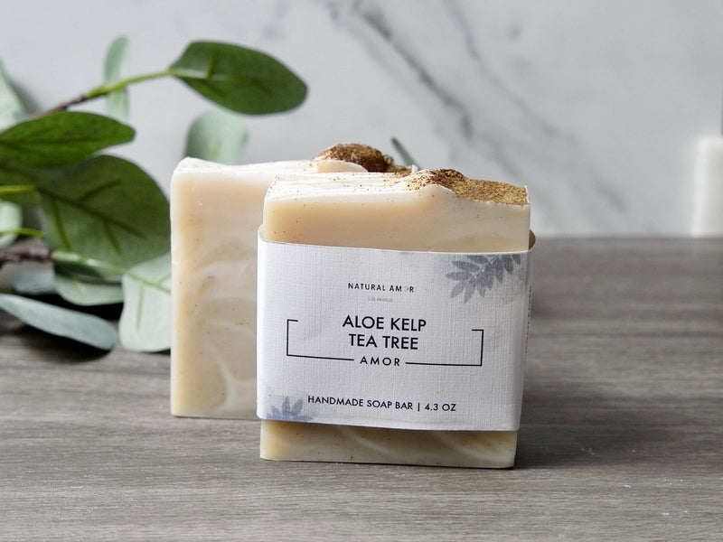Aloe Kelp Tea Tree Handmade Soap| All Natural Vegan Soap Bar| Unscented Moisturizing Soap